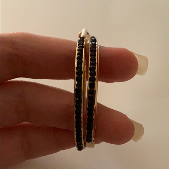 New Black and Gold CZ Candies hoop earrings - Picture 3 of 3